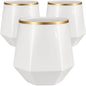 40 count Diamond Unbreakable Stemless Plastic Wine Champagne Whiskey Glasses Elegant Durable Disposable Indoor Outdoor Ideal for Home, Office, Bars, Wedding, 12 Ounce Cups (Diamond White Matte Gold)