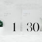 JINMURY Frosted Wedding Table Numbers 1-30 with Stands, 5"x7" Frosted Acrylic Table Numbers, Perfect for Wedding Reception, Party, Anniversary, Event (1-30, 5"x7")