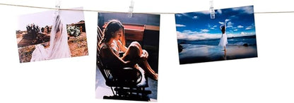 100pcs Photo Clips Mini Clothespins for Photo Wall Hanging Dorm Decor Picture Polaroid Kids Artworks Display with 98ft Twine String & Mini Wall Mount Non-Mark Hooks