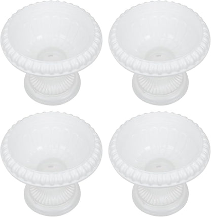 4pcs Mini Roman Style Flower Pots, Plastic Wedding Flower Containers, Decorative Pedestal Planters for Home, White, 6.29 x 6.29 x 5.51 Inch