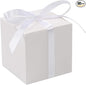 COTOPHER 60pcs Wedding Favor Boxes, Paper Gift Boxes 3x3x3 Inches Small Gift Boxes with Ribbons Small Boxes for Gifts, Crafting, Cupcake, Candy, Bridesmaid Proposal Boxes，Easy Assemble Boxes (White)