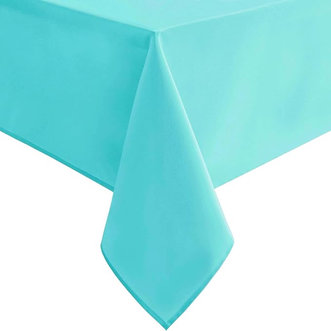Hiasan Solid Rectangle Tablecloth Aqua - Waterproof Washable Oblong Fabric Table Cloth for Dining Room Kitchen and Outdoor Use, 54 x 120 Inch