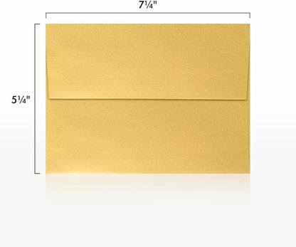 LUXPaper A7 Invitation Envelopes | Peel & Press | 5 1/4" x 7 1/4" | Gold Metallic | 80lb. Text | 500 Qty