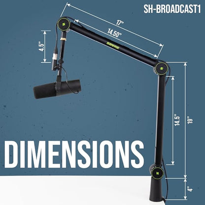 Shure by Gator Deluxe Articulating Desktop Podcasting Mic Boom Arm with Cable Management Channel; (SH-BROADCAST1)