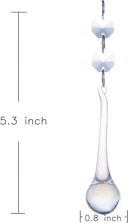 H&D 10pcs 5.3" Crystal Raindrop with Octagon Beads Chandelier Prisms Pendants Lamp Curtain DIY Suncatcher Parts (Clear)