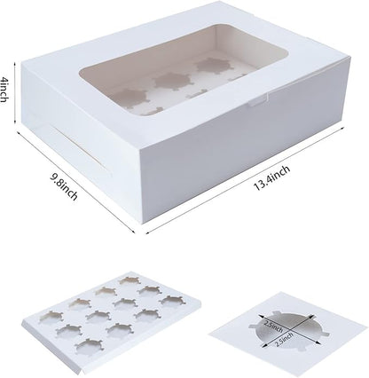 Yeplan 20 Packs Cupcake Boxes,12 Count Cupcake Boxes with Clear Window,13.4x9.8x4 Inch Cookie Boxes,Cupcake Containers,Bakery Boxes for Birthday,Wedding,Party