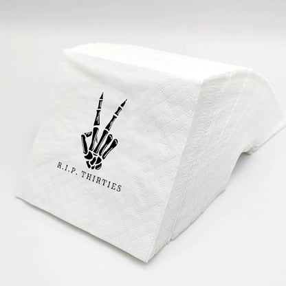 SharkBliss RIP Thirties Cocktail Napkins, 200 Count RIP Thirties Death to My 30s 40th Birthday Paper Napkins for Party Decorations | 2-Ply, 5x5"