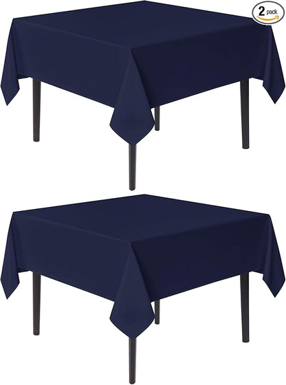 sancua Square Tablecloths 70x70 Inch, 2 Pack - Navy Blue Fabric Table Cloth for Square or Round Tables, Washable Polyester Table Cover for Outdoor Party, Birthday, Decorative Display Tables
