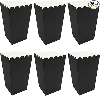 36 Pcs Popcorn Boxes Mini Paper Popcorn Box Cardboard Popcorn Container for Party, Black