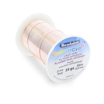 Beadalon ColourCraft Wire, 24 Gauge, Rose Gold Color Silver Plated, 30 yd Spool