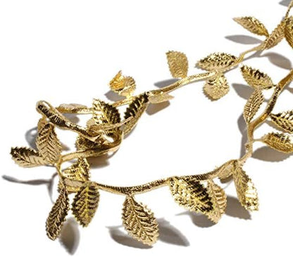 BASOKAN Gold Leaves Leaf Ribbon Trim Rope - 20 Yards - for Garland DIY Crafts and Party Wedding Home Decorations (Gold)