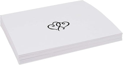Linked Hearts Place Cards, Black (Choose Color), Set of 150, Pre-cut and Scored - Wedding, Party, Dinner, and Special Events - Made in the USA