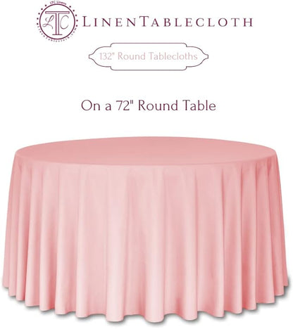 LinenTablecloth 132-Inch Round Polyester Tablecloth Black