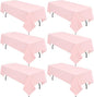 6 Pack Pink Tablecloths for 8ft Rectangle Tables 60 x 126 Inch - Polyester Table Cover Stain and Wrinkle Resistant Washable Fabric Table Clothes for Wedding Party Banquet Reception Restaurant