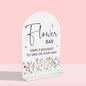Flower Bar Sign Wedding Decor White Acrylic Table Sign for Marriage Parties Anniversaries Reception Cafe Hotel Party Bar Business Event