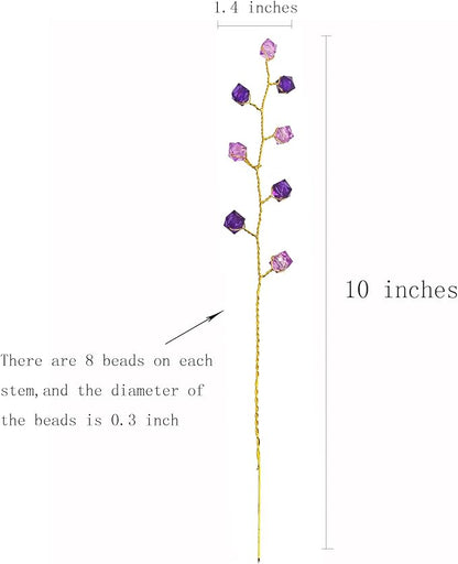 16PCS Crystal Artificial Flowers Bouquets Handmade Acrylic Flower Branches Fake Beaded Baby Breath Floral Crafts for Wedding Party Home Decor