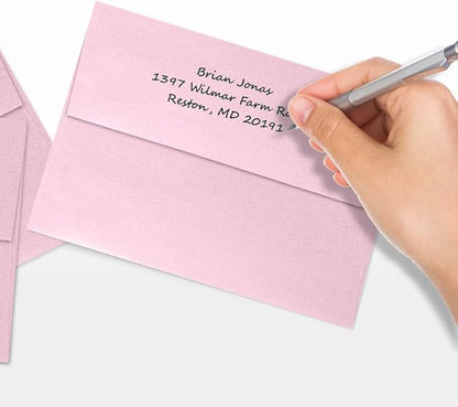LUXPaper A7 Invitation Envelopes | Peel & Press | 5 1/4" x 7 1/4" | Rose Quartz Metallic | 80lb. Text | 50 Qty