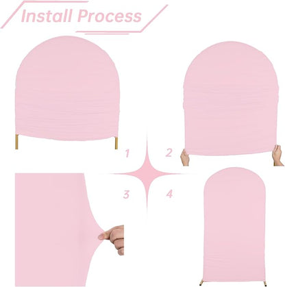 bricia Wedding Arch Backdrop Stand Cover, 5FT Double Sided Stretchy Arch Cover Fitted Wedding Birthday Party Banquet Decoration (Pink 60''Lx25.2''W)