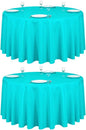 LTC LINENS 2 Pack 120 Inch Round Tablecloth Turquoise - Great for 60 Inch Round Table Floor Length - Washable, Wrinkle Resistant Polyester Fabric Cloth for Parties