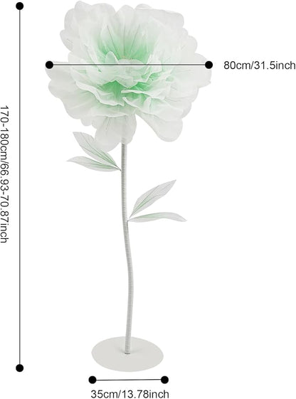 Wedding Giant Electric Artificial Flower, Auto Blooming Artificial Flowers with Lights, Large Peony Electric Flower Decor with Auto Open/Close for Home Wedding Party Decoration, Green