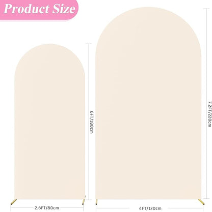 Fomcet Set of 2 Wedding Arch Cover 6FT, 7.2FT Beige 2-Sided Round Top Spandex Arch Backdrop Cover Fitted Fabric for Birthday Party Baby Shower Wedding Arch Stand Decoration