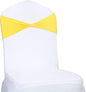 VDS Pack of 150 PCS | Yellow | Spandex Chair Sashes Bows Without Buckle | Stretch Elastic Banquet Universal Folding Chair Band Tie with for Wedding Party Conference Celebration Event Decoration