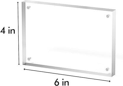 4x6 Acrylic Picture Frame 3 Pack, Clear Freestanding Double Sided Frameless Magnetic Photo Frames, Desktop Display Decor Gift