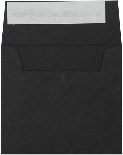 LUXPaper Square Invitation Envelopes | Peel & Press | 3 1/4" x 3 1/4" | Midnight Black | 80lb. Text | 50 Qty