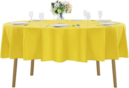 70 inch Round Tablecloth Washable Polyester Table Cloth Decorative Table Cover for Wedding Party Dining Banquet（70 inch,Yellow）
