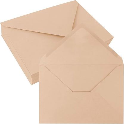 50 Pack 4x6 Envelopes Letter Size, Brown A4 Envelopes Self Seal for Wedding Invitation, Envelope 4.3x6.3 for Greeting Cards, Photos, Baby Shower, Graduation, Thank You Cards, Announcements
