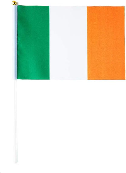 Ireland Flag Irish Flag, Small Mini Handheld Ireland Flags on Stick, Ideal for Party Parades Sports Events Patriotic Festival Decorations