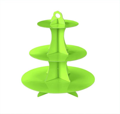 3-Tier Cupcake Stand, Cake Stand holder, Tiered DIY Cupcake Stand Tower for Dessert Table Displays, Birthday Theme Party Favors Decoration, Floral Tea Party, 12" W x 12.8" H, Green