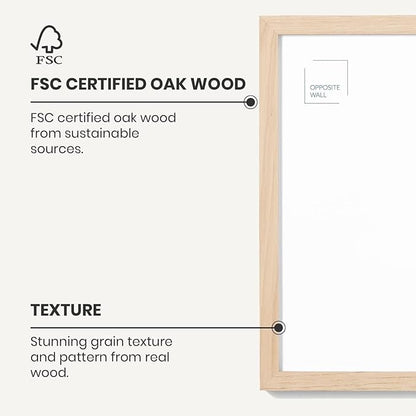Opposite Wall - 22x28 in - Natural Solid Oak Wood Picture Frame - Lightweight, Versatile & Shatterproof - Wall Hanging Poster or Photo Frame - Wall Decor for Office, Gallery & Home