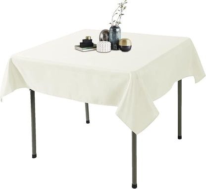 Ascoza 2pack 52x52 Inch Ivory Square in Polyester Fabric Tablecloth for Wedding,Banquet,Restaurant and Parties