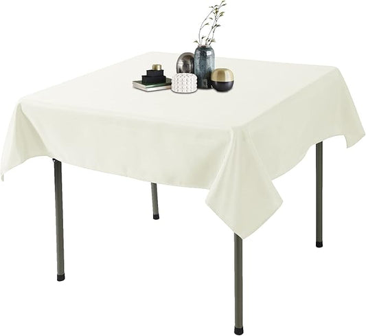Ascoza 2pack 70x70 Inch Ivory Square in Polyester Fabric Tablecloth for Wedding,Banquet,Restaurant and Parties