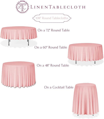 LTC LINENS 2 Pack 108 Inch Round Tablecloth Black - Great for 48 Inch Round Table Floor Length - Wrinkle Resistant Polyester Fabric Cloth for Wedding