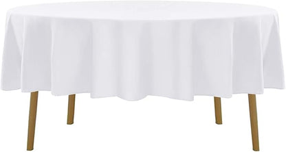 Cupuamon 90 inch Round Tablecloth Washable Polyester Table Cloth Decorative Table Cover for Wedding Party Dining Banquet（90 inch,White）