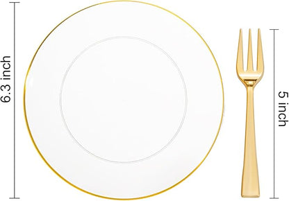 Festiva 200Pcs Clear Plastic Dessert Plates Disposable 6.3" with Plastic Forks 5" - Small Clear Plates-Dessert/Cake/Appetizer Plates for Thanksgiving/Christmas Party & Wedding - Serve for 100Guests