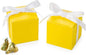 AWELL Yellow Gift Candy Box Bulk 2x2x2 inches with White Ribbon Party Favor Box,Pack of 50