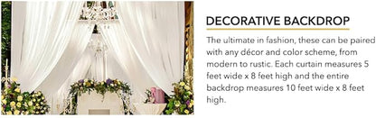 AK TRADING CO. 10 feet x 8 feet IFR Polyester Backdrop Drapes Curtains Panels with Rod Pockets - Wedding Ceremony Party Home Window Decorations - Valley Green