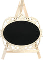 Chalkboard Signs Easel - Oval Shape with Wood Framed Swirly Design, Includes 1 Chalk Stick, Size: 10" x 7" Wooden Blackboard, Perfect for Events and Home Decoration