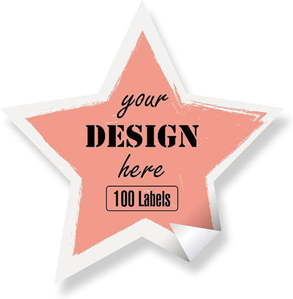 Custom Stickers Personalized Labels - Customized Stickers with Any Design Image Logo Text,Custom Thank You Label Stickers,Custom Stickers for Business Logo,100 Labels (Star,6"x6")