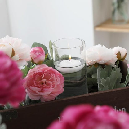 Set of 12 Pcs Glass Cylinder Vases for Centerpieces with 18 Pcs White Floating Candles for Centerpieces Glass Candle Holder for Table Shelf Wedding Party Home Decor (4"+6"+8"+10")