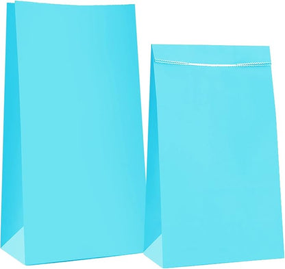 Oletx 30-Pack Blue Party Favor Paper Bags, 9'' Wrapped Treat Goodie Candy Paper Lunch Bags for Birthday Party, Babyshower, School Activitities