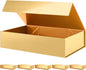 PACKHOME 6 Extra Large Gift Boxes 17.5x11.3x4.3 Inches, Sturdy Shirt Boxes with Magnetic Lids for Clothes and Large Gifts (Glossy Gold)