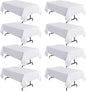 sancua 8 Pack White Tablecloth 60 x 120 Inch, Rectangle Table Cloth for 8 Feet Tables - Stain and Wrinkle Resistant Washable Polyester Table Cover for Dining Tables, Buffet Parties and Camping
