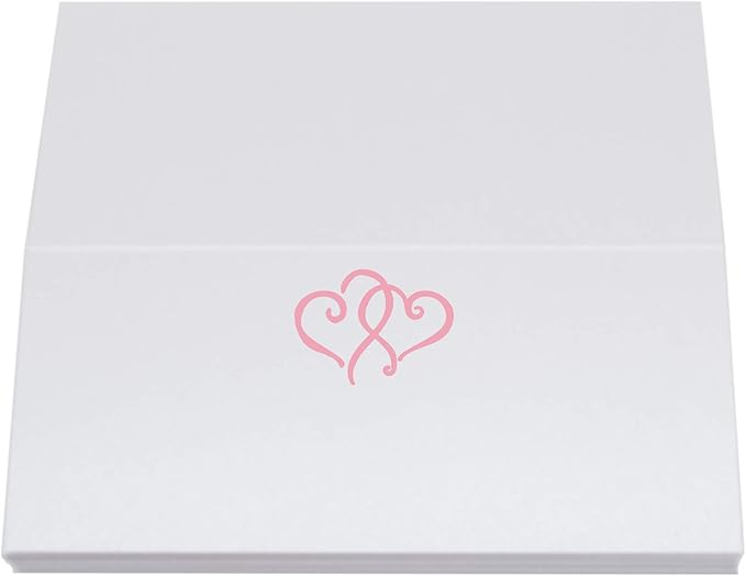 Linked Hearts Place Cards, Pink (Choose Color), Set of 25, Pre-cut and Scored - Wedding, Party, Dinner, and Special Events - Made in the USA