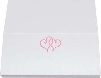 Linked Hearts Place Cards, Pink (Choose Color), Set of 25, Pre-cut and Scored - Wedding, Party, Dinner, and Special Events - Made in the USA