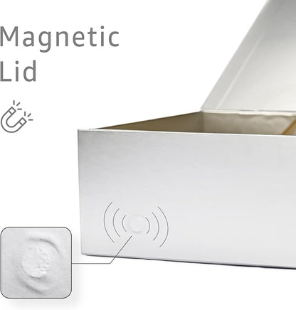 LIFELUM Large Gift Boxes with Lids,2 Pack 13.85 x 8.35 x 4.45 inch Silver Gift Boxes with Ribbon, Card, Shredded Paper Filler Gift Boxes for Presents,Graduation,Christmas,Birthdays
