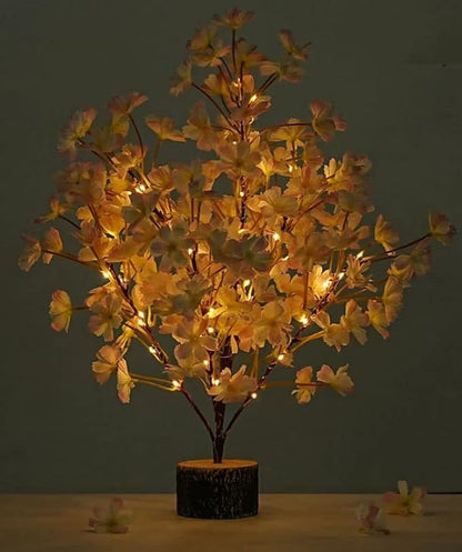 19Inch Cherry Blossom Tree Light, Lighted Artificial Tree with Pink Silk Flowers, 49 Fairy LEDs, Battery Operated Lamp with Timer for Summer Wedding Decorations